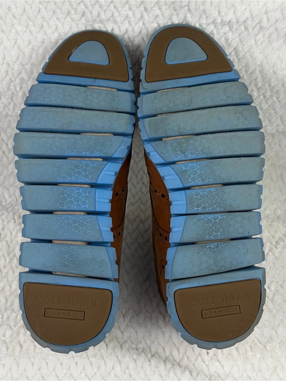 Cole Haan Zerogrand Wingtip Oxford Mens Brown Leather Blue Sole Shoes Size 10.5
